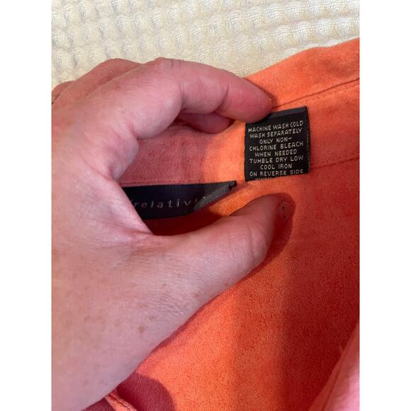 Relativity Faux Suede Button Up Coral/ Pink Chore Jacket Size XL - Picture 9 of 12